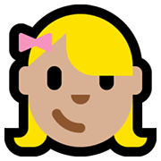 👧🏼 Emoji Niña: Tono De Piel Claro Medio en Microsoft Windows 10 May 2019 Update.