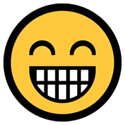 Emoji 😁 Faccina Raggiante Con Occhi Felici su Microsoft Windows 10 May 2019 Update.