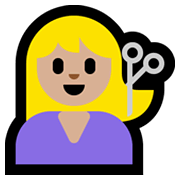 💇🏼 Emoji Persona Cortándose El Pelo: Tono De Piel Claro Medio en Microsoft Windows 10 May 2019 Update.