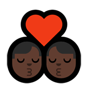 👨🏿‍❤️‍💋‍👨🏿 Emoji sich küssendes Paar - Mann: dunkle Hautfarbe, Mann: dunkle Hautfarbe Microsoft Windows 10 May 2019 Update.