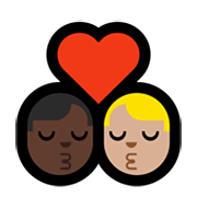 👨🏿‍❤️‍💋‍👨🏼 Emoji sich küssendes Paar - Mann: dunkle Hautfarbe, Mann: mittelhelle Hautfarbe Microsoft Windows 10 May 2019 Update.