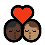 👨🏿‍❤️‍💋‍👨🏽 Emoji sich küssendes Paar - Mann: dunkle Hautfarbe, Mann: mittlere Hautfarbe Microsoft Windows 10 May 2019 Update.