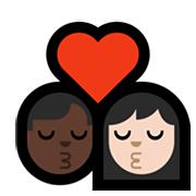 👨🏿‍❤️‍💋‍👩🏻 Emoji sich küssendes Paar - Mann: dunkle Hautfarbe, Frau: helle Hautfarbe Microsoft Windows 10 May 2019 Update.