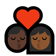 👨🏿‍❤️‍💋‍👩🏾 Emoji sich küssendes Paar - Mann: dunkle Hautfarbe, Frau: mittelhelle Hautfarbe Microsoft Windows 10 May 2019 Update.