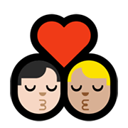 👨🏻‍❤️‍💋‍👨🏼 Emoji sich küssendes Paar - Mann: helle Hautfarbe, Mann: mittelhelle Hautfarbe Microsoft Windows 10 May 2019 Update.