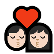 Emoji 👨🏻‍❤️‍💋‍👩🏻 Bacio Tra Coppia - Uomo: Carnagione Chiara, Donna: Carnagione Chiara su Microsoft Windows 10 May 2019 Update.