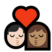 👨🏻‍❤️‍💋‍👩🏽 Emoji sich küssendes Paar - Mann: helle Hautfarbe, Frau: mittlere Hautfarbe Microsoft Windows 10 May 2019 Update.