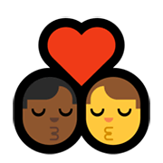 👨🏾‍❤️‍💋‍👨 Emoji sich küssendes Paar - Mann: mitteldunkle Hautfarbe, Hombre Microsoft Windows 10 May 2019 Update.