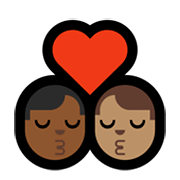 👨🏾‍❤️‍💋‍👨🏽 Emoji sich küssendes Paar - Mann: mitteldunkle Hautfarbe, Mann: mittlere Hautfarbe Microsoft Windows 10 May 2019 Update.