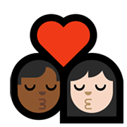 👨🏾‍❤️‍💋‍👩🏻 Emoji sich küssendes Paar - Mann: mitteldunkle Hautfarbe, Frau: helle Hautfarbe Microsoft Windows 10 May 2019 Update.