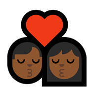 👨🏾‍❤️‍💋‍👩🏾 Emoji sich küssendes Paar - Mann: mitteldunkle Hautfarbe, Frau: mitteldunkle Hautfarbe Microsoft Windows 10 May 2019 Update.