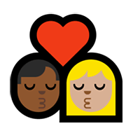 👨🏾‍❤️‍💋‍👩🏼 Emoji sich küssendes Paar - Mann: mitteldunkle Hautfarbe, Frau: mittelhelle Hautfarbe Microsoft Windows 10 May 2019 Update.