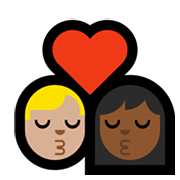 👨🏼‍❤️‍💋‍👩🏾 Emoji sich küssendes Paar - Mann: mittelhelle Hautfarbe, Frau: mitteldunkle Hautfarbe Microsoft Windows 10 May 2019 Update.