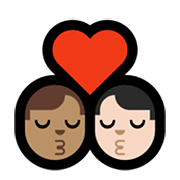 👨🏽‍❤️‍💋‍👨🏻 Emoji sich küssendes Paar - Mann: mittlere Hautfarbe, Mann: helle Hautfarbe Microsoft Windows 10 May 2019 Update.