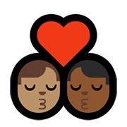 👨🏽‍❤️‍💋‍👨🏾 Emoji sich küssendes Paar - Mann: mittelhelle Hautfarbe Microsoft Windows 10 May 2019 Update.