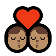 👨🏽‍❤️‍💋‍👨🏽 Emoji sich küssendes Paar - Mann: mittlere Hautfarbe, Mann: mittlere Hautfarbe Microsoft Windows 10 May 2019 Update.