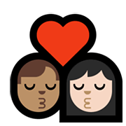 Emoji 👨🏽‍❤️‍💋‍👩🏻 Bacio Tra Coppia - Uomo: Carnagione Olivastra, Donna: Carnagione Chiara su Microsoft Windows 10 May 2019 Update.
