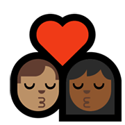 👨🏽‍❤️‍💋‍👩🏾 Emoji sich küssendes Paar - Mann: mittlere Hautfarbe, Frau: mitteldunkle Hautfarbe Microsoft Windows 10 May 2019 Update.