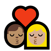 Emoji 👨🏽‍❤️‍💋‍👩🏼 Bacio Tra Coppia - Uomo: Carnagione Olivastra, Donna: Carnagione Abbastanza Chiara su Microsoft Windows 10 May 2019 Update.