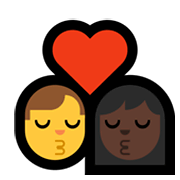 👨‍❤️‍💋‍👩🏿 Emoji sich küssendes Paar - Mann, Frau: dunkle Hautfarbe Microsoft Windows 10 May 2019 Update.