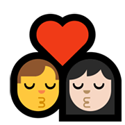 👨‍❤️‍💋‍👩🏻 Emoji Beso - Hombre, Mujer: Tono De Piel Claro en Microsoft Windows 10 May 2019 Update.