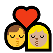 👨‍❤️‍💋‍👩🏼 Emoji Beijo - Homem, Mulher: Pele Morena Clara na Microsoft Windows 10 May 2019 Update.