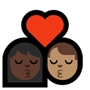 👩🏿‍❤️‍💋‍👨🏽 Emoji sich küssendes Paar - Frau: dunkle Hautfarbe, Mann: mittlere Hautfarbe Microsoft Windows 10 May 2019 Update.