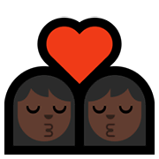 👩🏿‍❤️‍💋‍👩🏿 Emoji sich küssendes Paar - Frau, Frau: dunkle Hautfarbe, dunkle Hautfarbe Microsoft Windows 10 May 2019 Update.