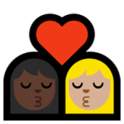 Emoji 👩🏿‍❤️‍💋‍👩🏼 Bacio Tra Coppia - Donna: Carnagione Scura, Donna: Carnagione Abbastanza Chiara su Microsoft Windows 10 May 2019 Update.