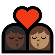 👩🏿‍❤️‍💋‍👩🏽 Emoji sich küssendes Paar - Frau: dunkle Hautfarbe, Frau: mittlere Hautfarbe Microsoft Windows 10 May 2019 Update.
