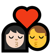 Emoji 👩🏻‍❤️‍💋‍👨 Bacio Tra Coppia - Donna: Carnagione Chiara, Hombre su Microsoft Windows 10 May 2019 Update.