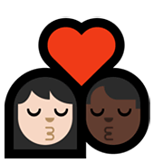 👩🏻‍❤️‍💋‍👨🏿 Emoji sich küssendes Paar - Frau: helle Hautfarbe, Mann: dunkle Hautfarbe Microsoft Windows 10 May 2019 Update.