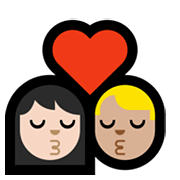 👩🏻‍❤️‍💋‍👨🏼 Emoji sich küssendes Paar - Frau: helle Hautfarbe, Mann: mittelhelle Hautfarbe Microsoft Windows 10 May 2019 Update.