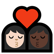 👩🏻‍❤️‍💋‍👩🏿 Emoji sich küssendes Paar - Frau, Frau: helle Hautfarbe, dunkle Hautfarbe Microsoft Windows 10 May 2019 Update.
