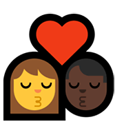 👩‍❤️‍💋‍👨🏿 Emoji sich küssendes Paar - Frau, Mann: dunkle Hautfarbe Microsoft Windows 10 May 2019 Update.