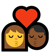 👩‍❤️‍💋‍👨🏾 Emoji sich küssendes Paar - Frau, Mann: mitteldunkle Hautfarbe Microsoft Windows 10 May 2019 Update.