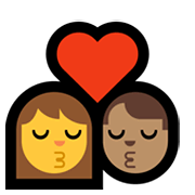 Emoji 👩‍❤️‍💋‍👨🏽 Bacio Tra Coppia - Donna, Uomo: Carnagione Olivastra su Microsoft Windows 10 May 2019 Update.