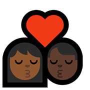 👩🏾‍❤️‍💋‍👨🏿 Emoji sich küssendes Paar - Frau: mitteldunkle Hautfarbe, Mann: dunkle Hautfarbe Microsoft Windows 10 May 2019 Update.