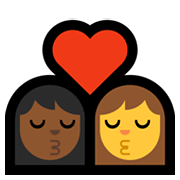 👩🏾‍❤️‍💋‍👩 Emoji sich küssendes Paar - Frau: mitteldunkle Hautfarbe, Frau Microsoft Windows 10 May 2019 Update.