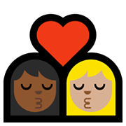 👩🏾‍❤️‍💋‍👩🏼 Emoji sich küssendes Paar - Frau: mitteldunkle Hautfarbe, Frau: mittelhelle Hautfarbe Microsoft Windows 10 May 2019 Update.