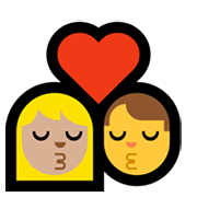 👩🏼‍❤️‍💋‍👨 Emoji sich küssendes Paar - Frau: mittelhelle Hautfarbe, Hombre Microsoft Windows 10 May 2019 Update.