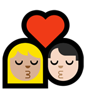 👩🏼‍❤️‍💋‍👨🏻 Emoji sich küssendes Paar - Frau: mittelhelle Hautfarbe, Mann: helle Hautfarbe Microsoft Windows 10 May 2019 Update.