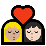👩🏼‍❤️‍💋‍👩🏻 Emoji sich küssendes Paar - Frau: mittelhelle Hautfarbe, Frau: helle Hautfarbe Microsoft Windows 10 May 2019 Update.