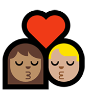👩🏽‍❤️‍💋‍👨🏼 Emoji sich küssendes Paar - Frau: mittlere Hautfarbe, Mann: mittelhelle Hautfarbe Microsoft Windows 10 May 2019 Update.