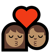 👩🏽‍❤️‍💋‍👨🏽 Emoji sich küssendes Paar - Frau: mittlere Hautfarbe, Mann: mittlere Hautfarbe Microsoft Windows 10 May 2019 Update.