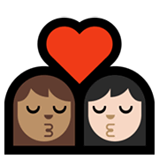 👩🏽‍❤️‍💋‍👩🏻 Emoji sich küssendes Paar - Frau: mittlere Hautfarbe, Frau: helle Hautfarbe Microsoft Windows 10 May 2019 Update.