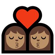 👩🏽‍❤️‍💋‍👩🏽 Emoji sich küssendes Paar - Frau: mittlere Hautfarbe, Frau: mittlere Hautfarbe Microsoft Windows 10 May 2019 Update.