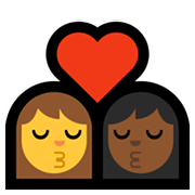 👩‍❤️‍💋‍👩🏾 Emoji sich küssendes Paar - Frau: mitteldunkle Hautfarbe, Frau Microsoft Windows 10 May 2019 Update.