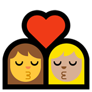 👩‍❤️‍💋‍👩🏼 Emoji Beso - Mujer, Mujer: Tono De Piel Claro Medio en Microsoft Windows 10 May 2019 Update.