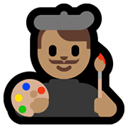 👨🏽‍🎨 Emoji Artista Plástico: Pele Morena na Microsoft Windows 10 May 2019 Update.